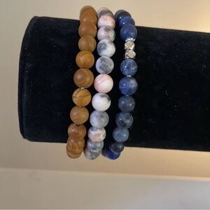 Elegant Beaded Bracelet Set - Blue, Brown, Pink